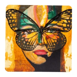 Posavasos Golden Butterfly 9x9 cm, Orange-black