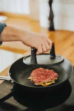 Prensa para hamburguesas Hally Ø17,7 cm, Hierro fundido-acacia