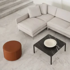 Puf Mono , Cuero omni 307 cognac - Ø55 cm