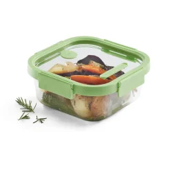 Recipiente hermético de vidrio Lékué cuadrado 1100 ml, Verde