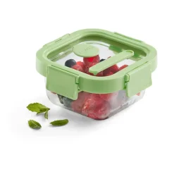 Recipiente hermético de vidrio Lékué cuadrado 320 ml, Verde