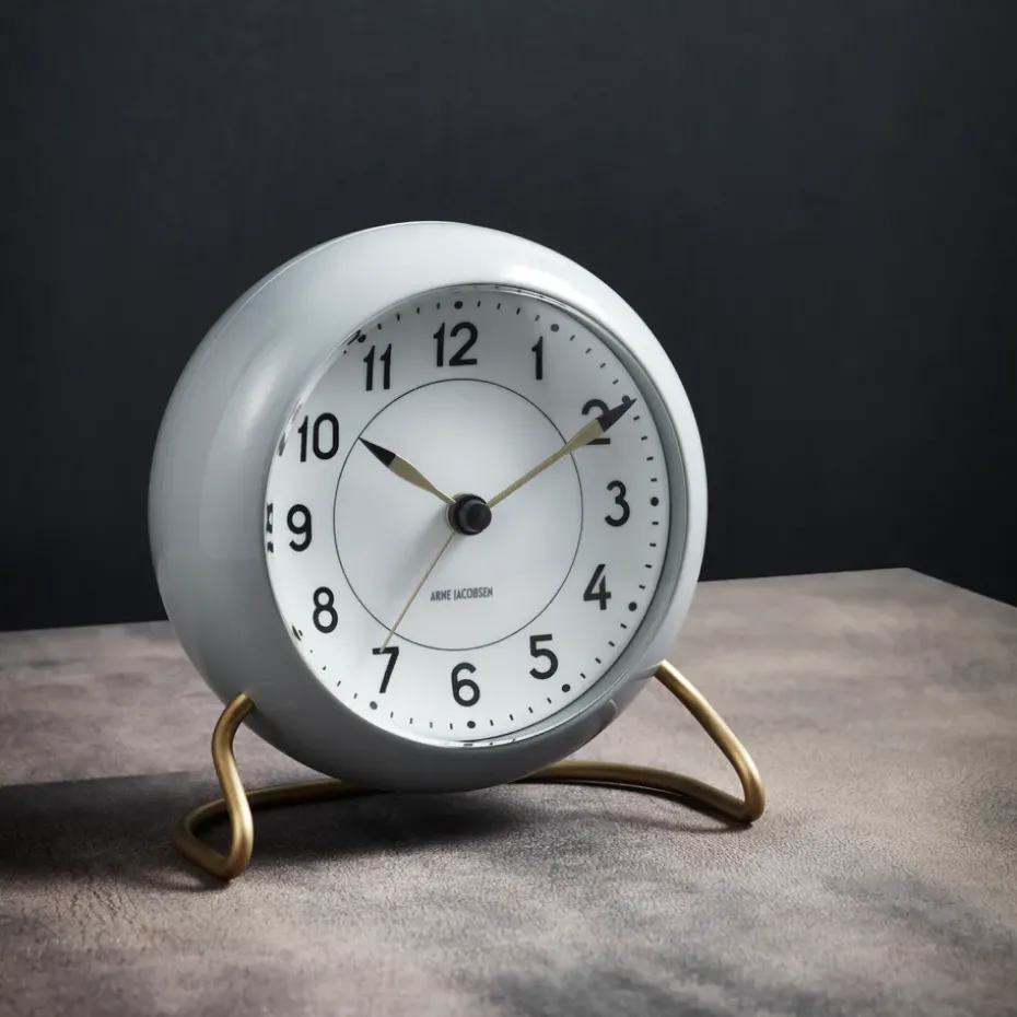 Reloj de mesa AJ Station 12 cm, gris-blanco