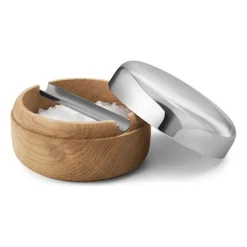 Salero Alfredo Ø8,5 cm, Roble-acero inoxidable