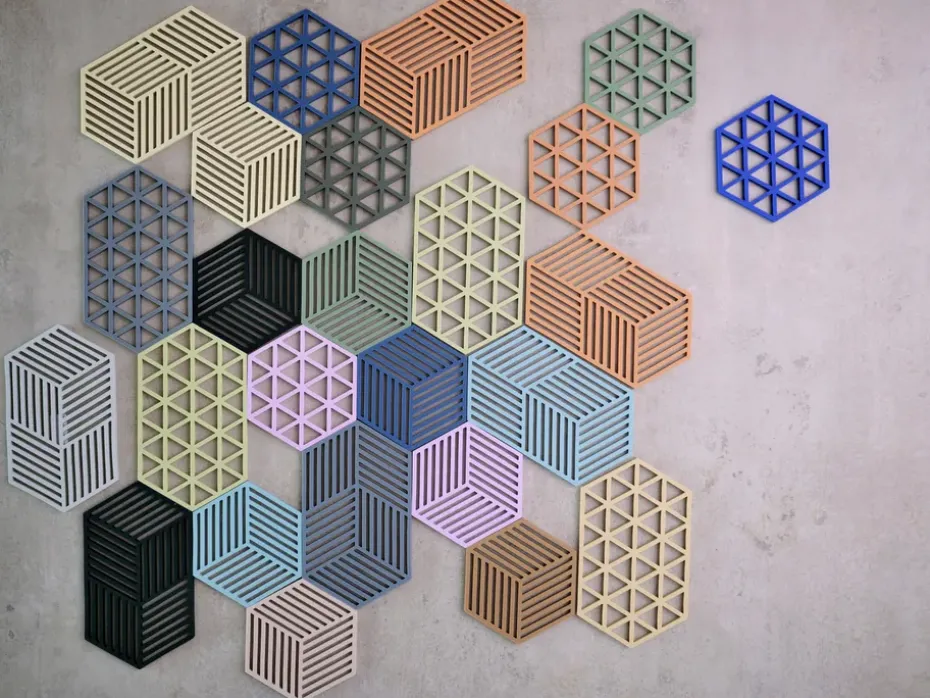 Salvamanteles Hexagon, Fog blue