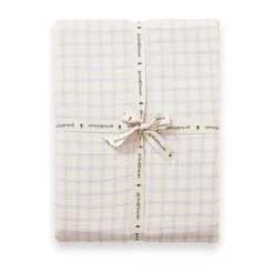 Sábana ajustable Gingham Sky Blue Muslin, 180x200x30 cm