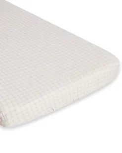 Sábana ajustable Gingham Sky Blue Muslin, 180x200x30 cm