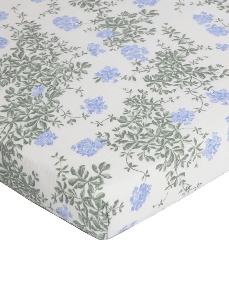 Sábana bajera Plumbago Muslin, 70x140x20 cm