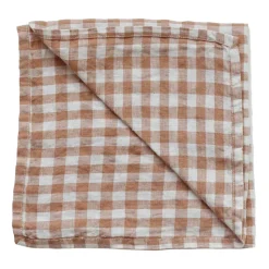 Servilleta de lino a cuadros Gingham 45x45 cm, Biscuit