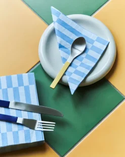 Servilleta Pattern Lunch Stripe 33x33 cm, set de 20, Light blue-dusty blue pillar
