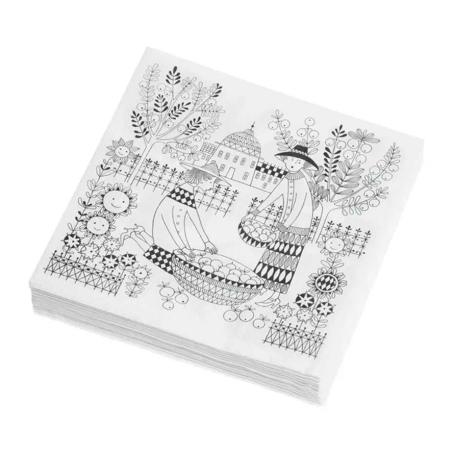 Servilletas de papel Emilia 33x33 cm paquete de 20, Negro-blanco