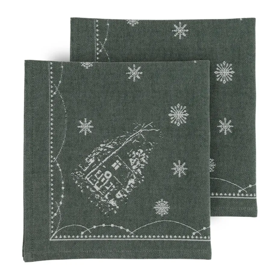 Servilletas de tela Julemorgen 45x45 cm, 2-pack, Blanco-verde