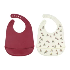 Set de 2 baberos Lotta på Bråkmakargatan, Rojo-blanco