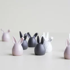 Set de 3 conejos de pascua Triplets, White dot