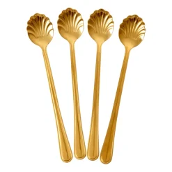 Set de 4 cucharas de latte Rice Seashell 19 cm, Gold