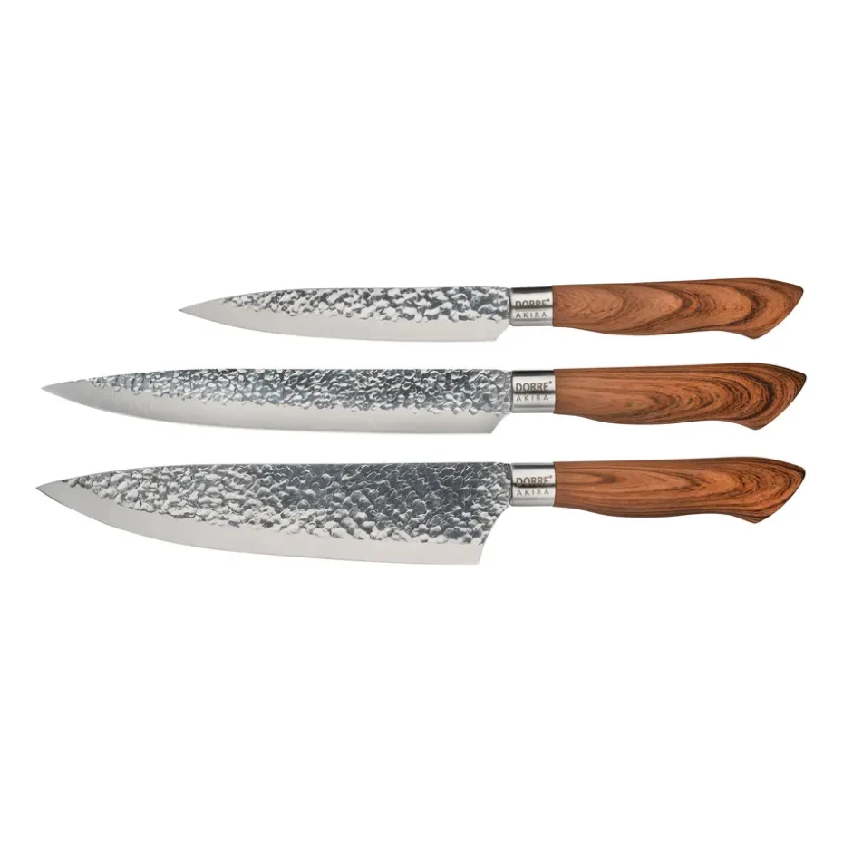 Set de 3 cuchillos Akira acero inoxidable, marrón