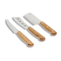 Set de 3 cuchillos para queso Foresta, Roble-acero inoxidable