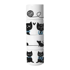 Set de 4 hueveras Moomin love, Blanco-negro-azul