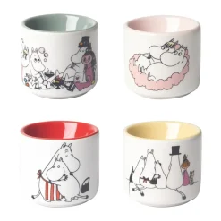 Set de 4 hueveras Moomin love, Blanco-multi