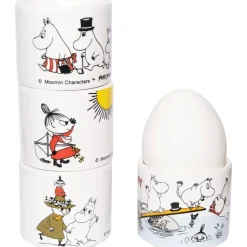 Set de 4 hueveras Mumin färg, blanco con motivo