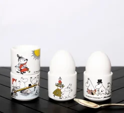 Set de 4 hueveras Mumin färg, blanco con motivo