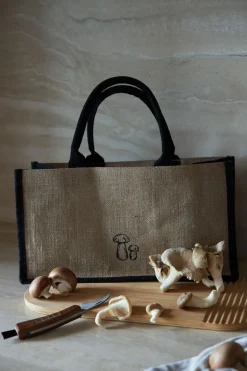 Set de cuchillo para setas y bolsa Karl-Johan, Beige-negro