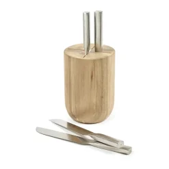 Set de cuchillos con bloque de cuchillos Base 5 piezas, Wood-steel grey