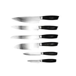 Set de cuchillos Damascus, 6 piezas, Marrón-acero inoxidable