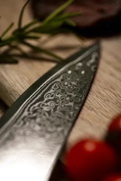 Set de cuchillos Damascus, 6 piezas, Marrón-acero inoxidable