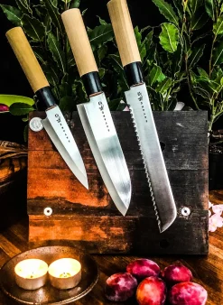 Set de cuchillos Satake Houcho 3 piezas, Hi Carbon Steel