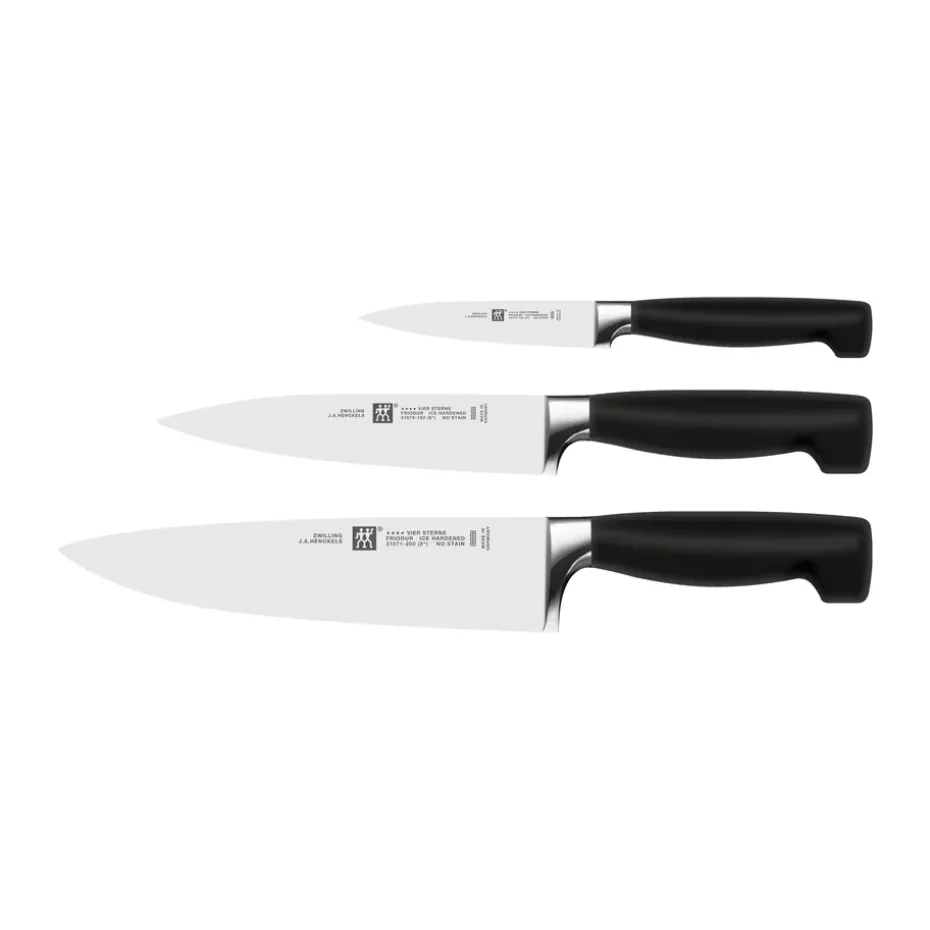 Set de cuchillos Zwilling Four star 3 piezas, Negro-acero inoxidable