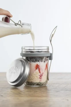 Set de desayuno cuenco de vidrio + cuchara, 0,35 L