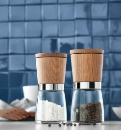 Set de molinillos de especias Ceramill, roble-vidrio