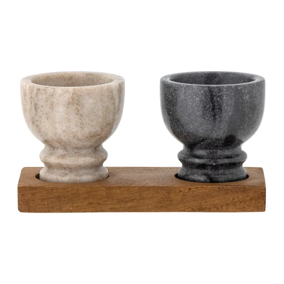 Set de salero y pimentero Inesa, Mármol-madera de mango