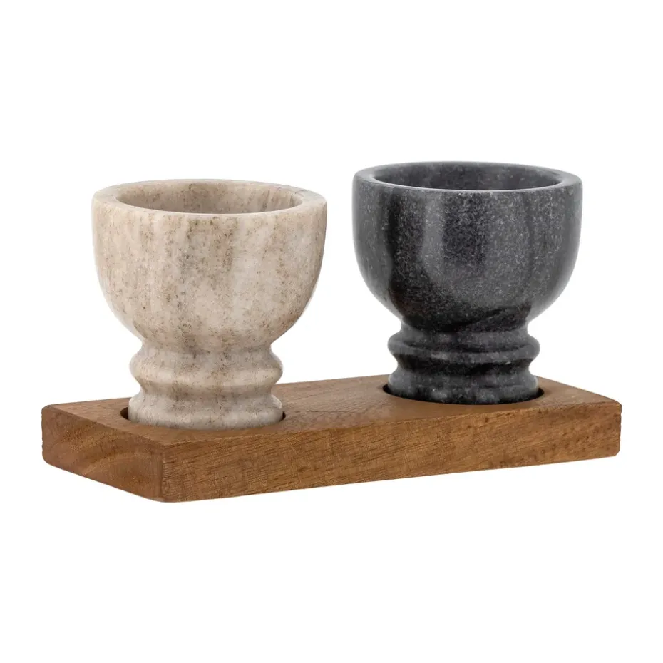 Set de salero y pimentero Inesa, Mármol-madera de mango