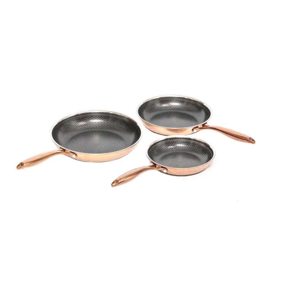 Set de sartenes con recubrimiento hybrid coating Hâws Santo, 3 piezas, Oro rosado