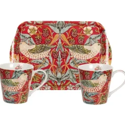 Set de tazas y bandeja Strawberry Thief, rojo