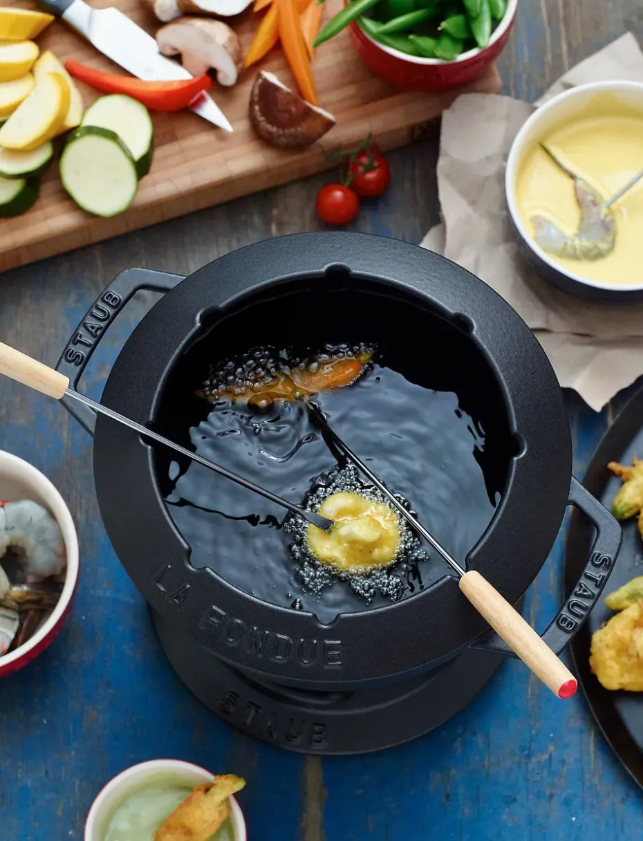 Set fondue Staub 1,65 l, negro