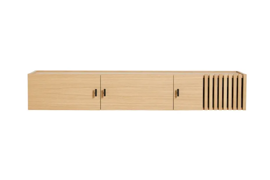 Sideboard de pared Array, 150 cm, Roble pigmentado blanco
