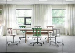 Silla Alt base giratoria con asiento tapizado abedul, Hallingdal 65-103 grey/beige-blanco 21
