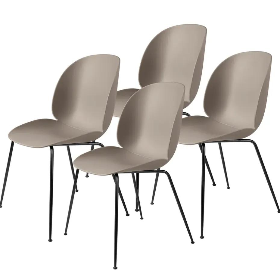 Silla Beetle con las patas negras 4 unidades, New Beige