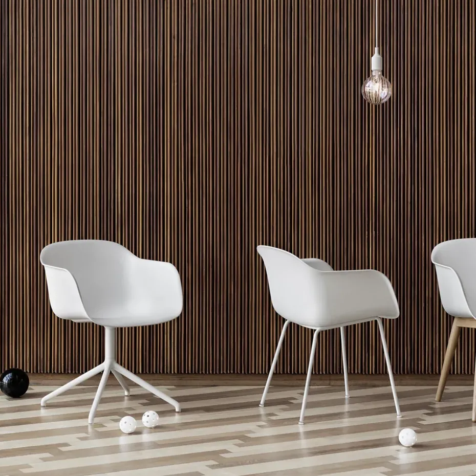 Silla de oficina Fiber armchair swivel base with return, Cognac leather-anthracite black