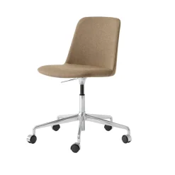 Silla de oficina Rely HW30, Tela re-wool 458 marrón, base de aluminio