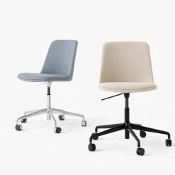 Silla de oficina Rely HW31, Tela re-wool 718 grey, base negra