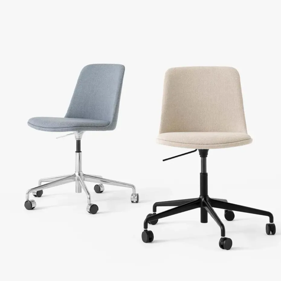 Silla de oficina Rely HW31, Tela re-wool 718 grey, base negra