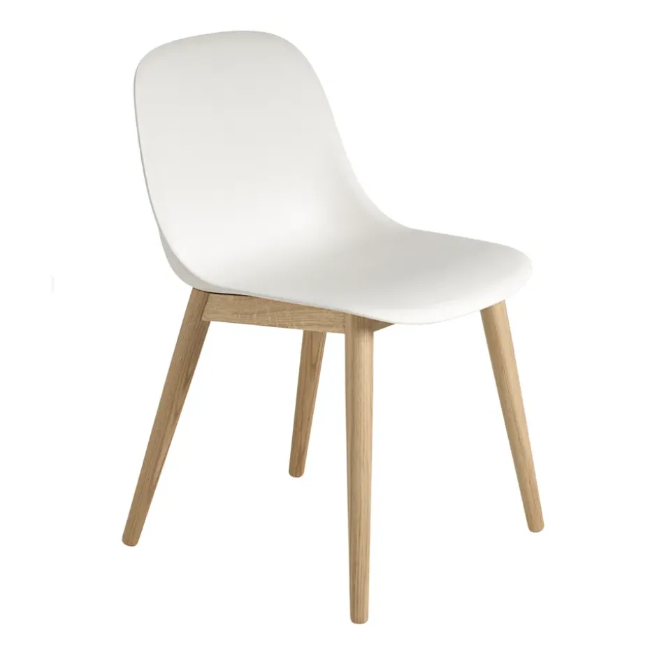 Silla Fiber Side Chair con patas de madera, blanco-roble