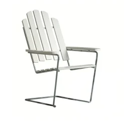Silla para tomar el sol A3, Roble lacado blanco-galvanizado en caliente