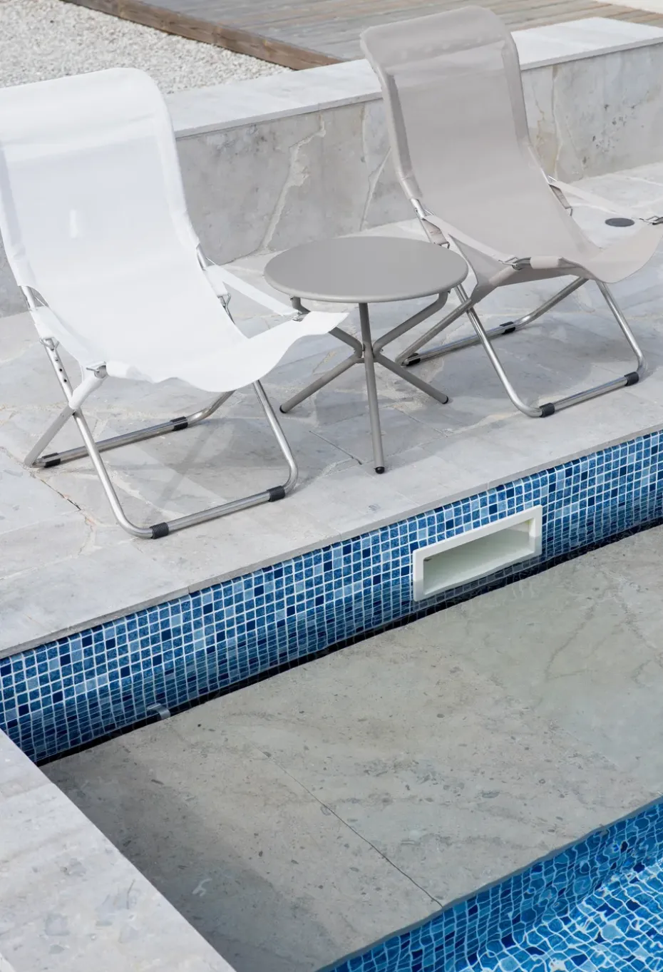 Silla para tomar el sol Fiesta, Blanco-beige