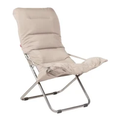 Silla para tomar el sol Fiesta Soft, Tela beige, estructura de aluminio