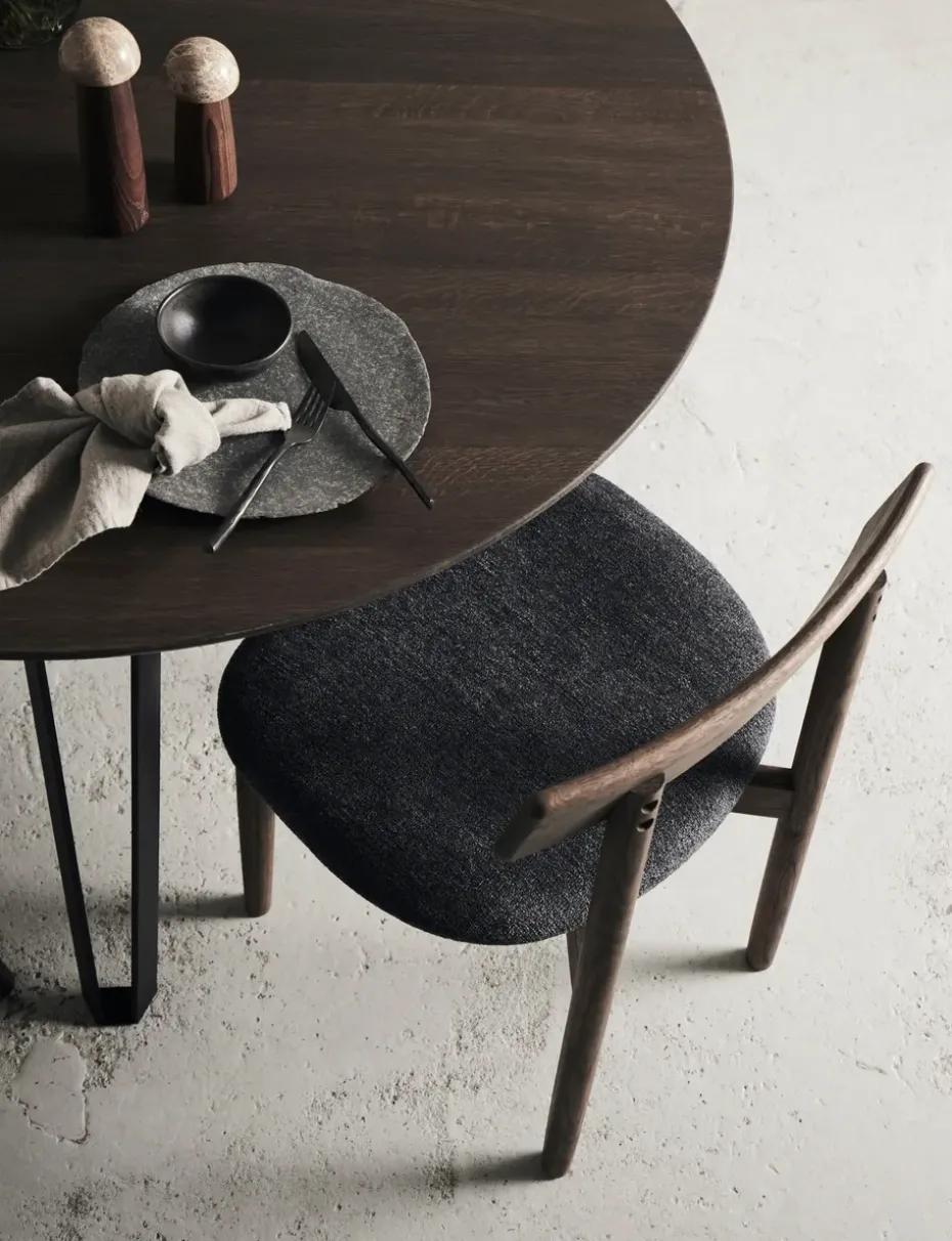 Sillas con asiento Tetra, Tejido color granito-roble oscuro