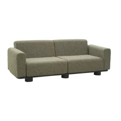 Sofá Bolster, Antracita-teddy verde, 2,5 plazas